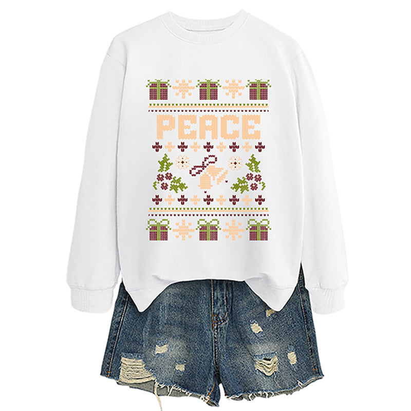 Women's "Peace" Christmas Print Crewneck Sweatshirt