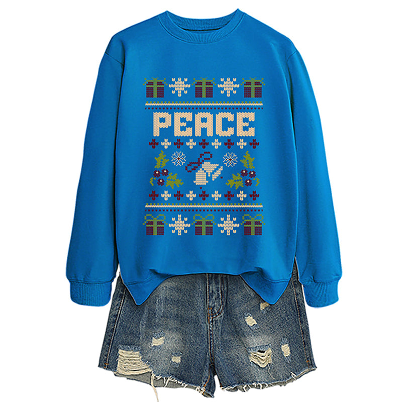 Women's "Peace" Christmas Print Crewneck Sweatshirt