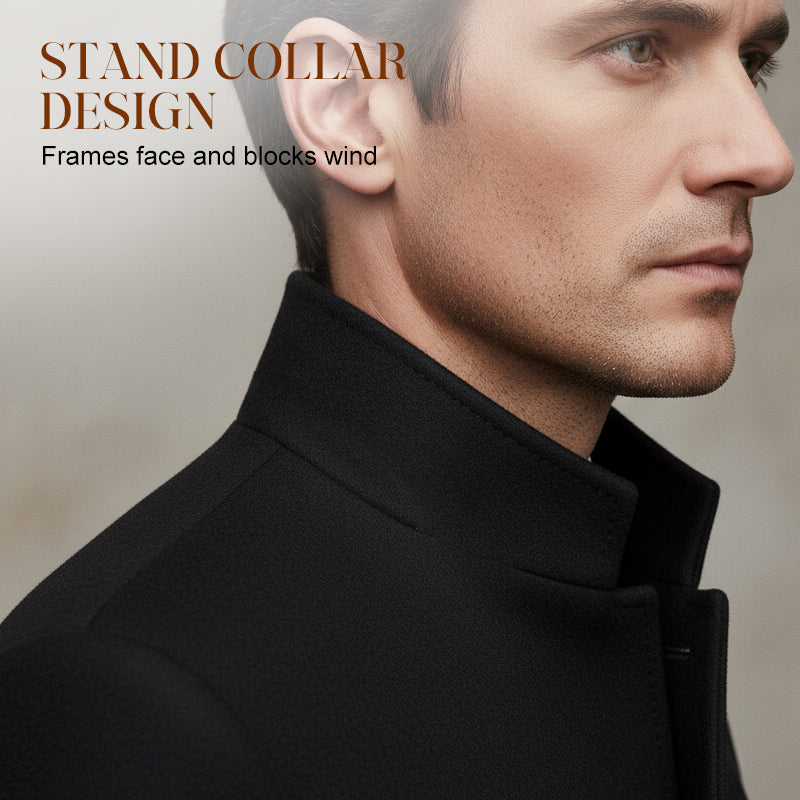 Men's Warm Mid-Length Stand-Collar Coat