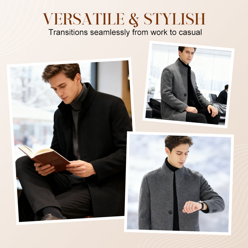 Men's Warm Mid-Length Stand-Collar Coat