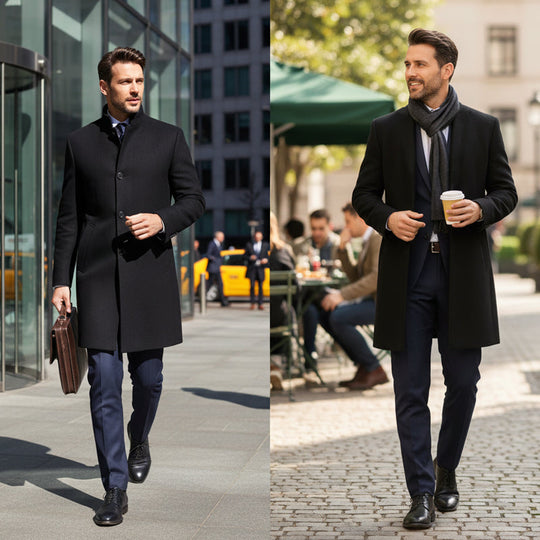 Men's Warm Mid-Length Stand-Collar Coat