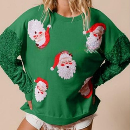 Women's Christmas Sequin Long Sleeve Sweatshirt