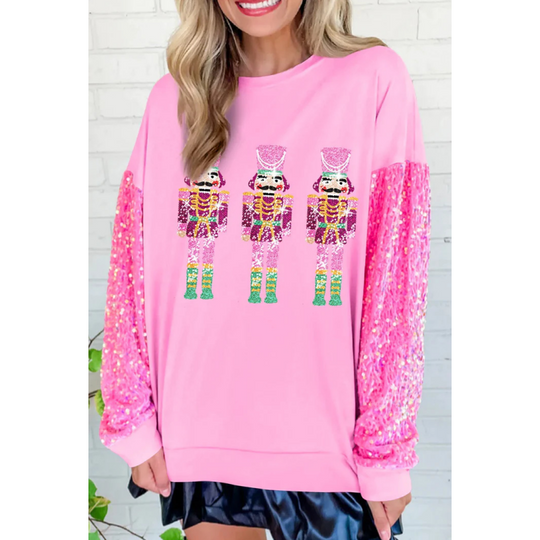 Women's Christmas Sequin Long Sleeve Sweatshirt