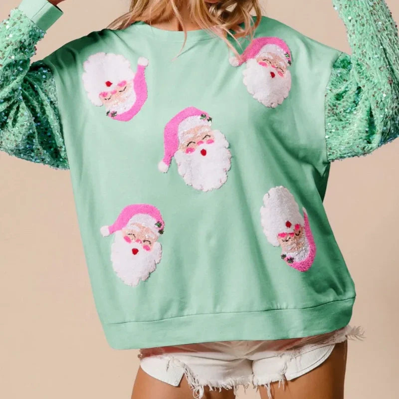 Women's Christmas Sequin Long Sleeve Sweatshirt