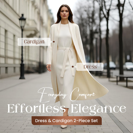 Women's Elegant Dress & Cardigan 2-Piece Set
