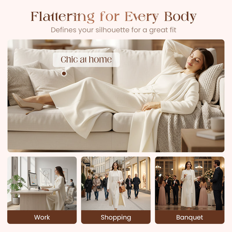 Women's Elegant Dress & Cardigan 2-Piece Set