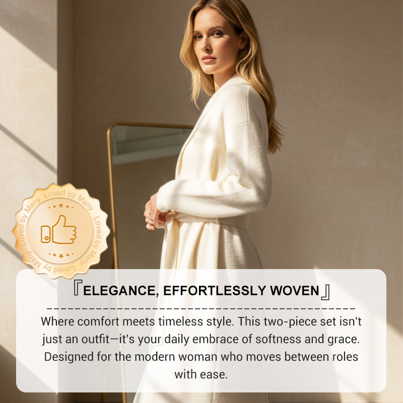 Women's Elegant Dress & Cardigan 2-Piece Set