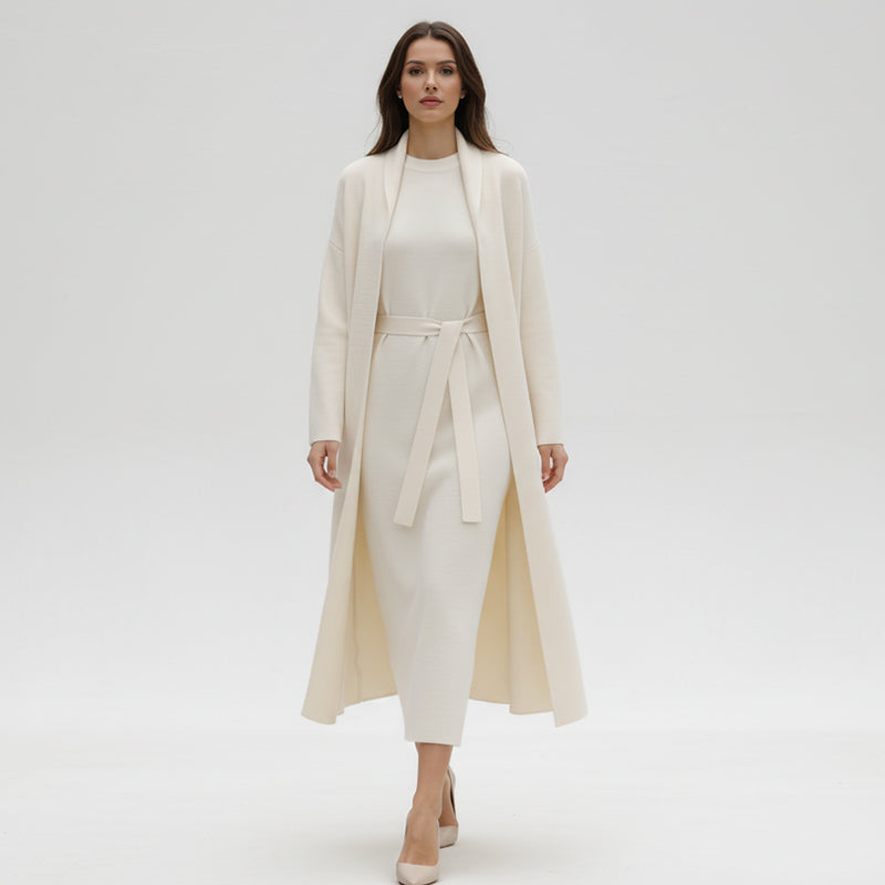 Women's Elegant Dress & Cardigan 2-Piece Set