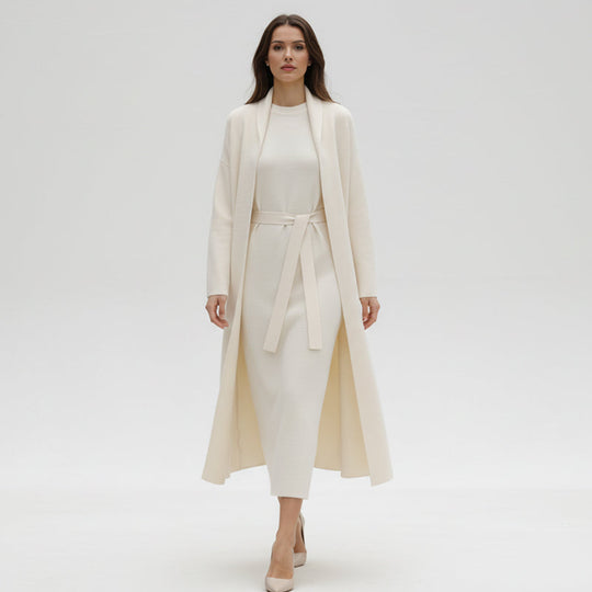 Women's Elegant Dress & Cardigan 2-Piece Set