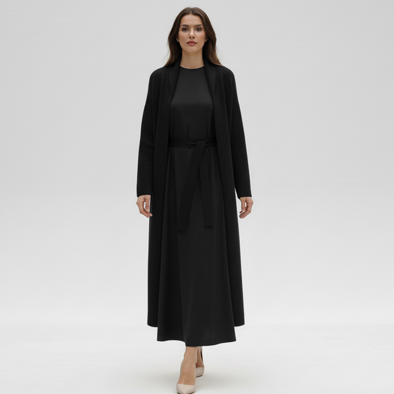 Women's Elegant Dress & Cardigan 2-Piece Set