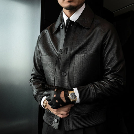 Men's Classic Old Money Aristocratic Leather Jacket