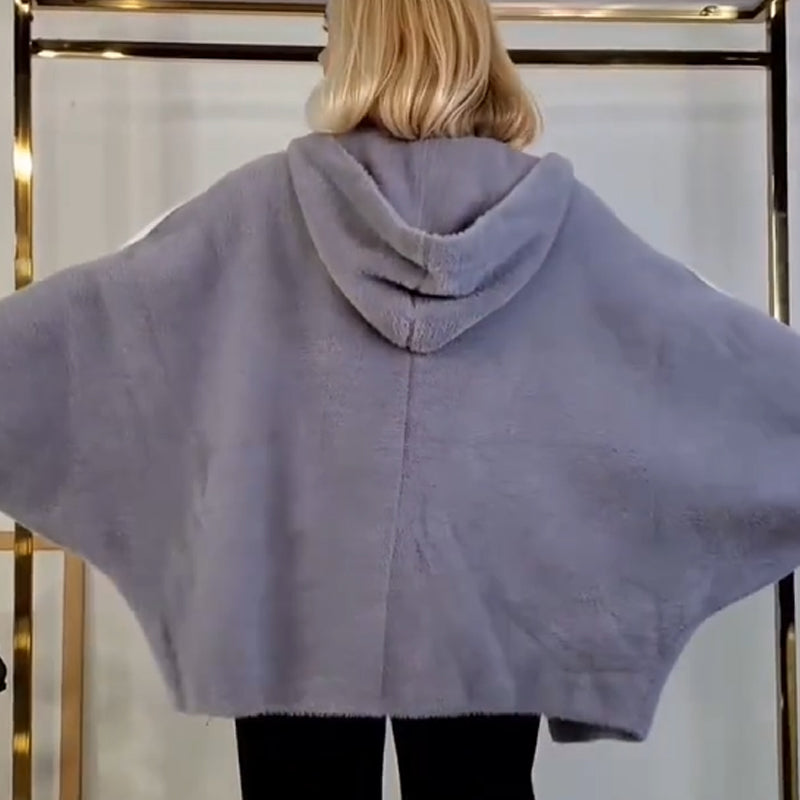 Women's Cozy Warm Hooded Jacket with Stripe Detail