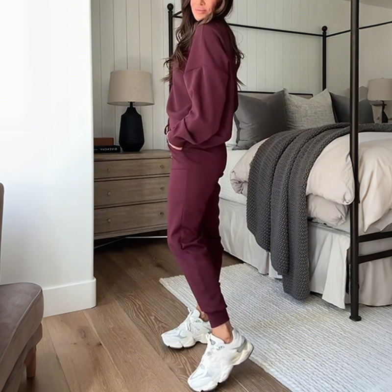 Women's Casual Crewneck Top & Pants Two-Piece Set