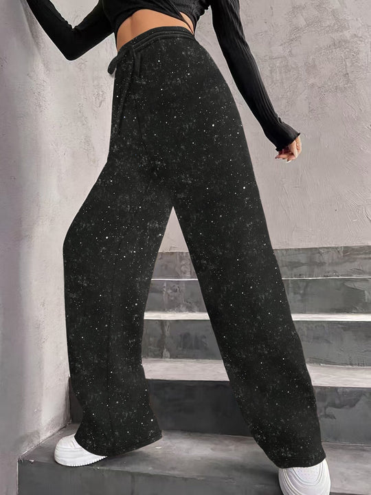 💖LAST DAY SALE 50% OFF🥰Women's Sequin Sparkle Wide Leg Pants with Elastic Waistband