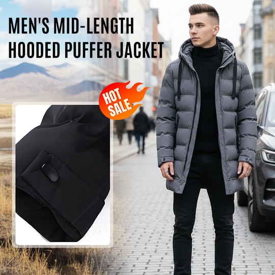 ⏳Limited-time 50% off⏰Men's Mid-Length Hooded Puffer Jacket🧥