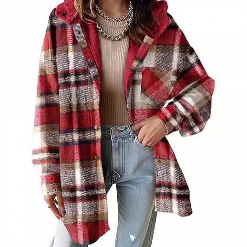 Women’s Classic Cozy Plaid Hooded Jacket