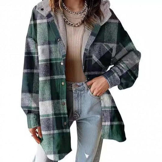 Women’s Classic Cozy Plaid Hooded Jacket
