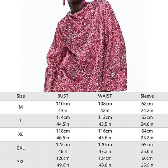 📢📢56 % OFF !!🎅Gift Choice - Long Sleeve Loose Sequined Tie-back Dress