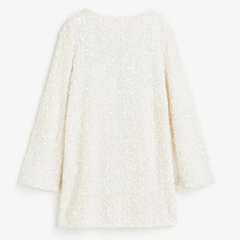 📢📢56 % OFF !!🎅Gift Choice - Long Sleeve Loose Sequined Tie-back Dress
