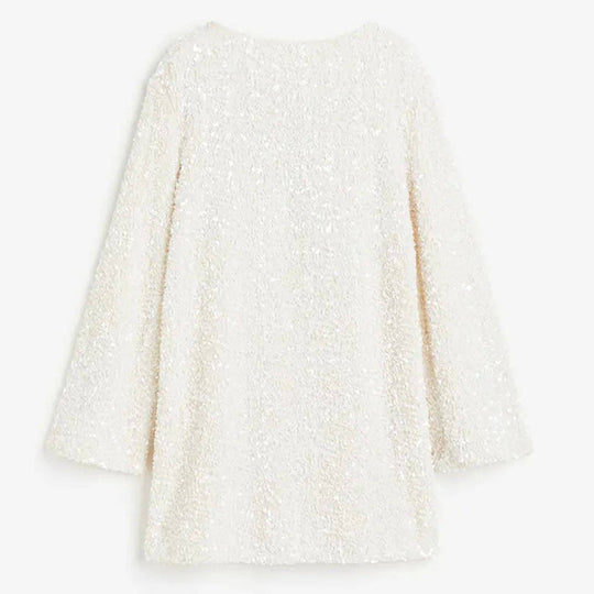 📢📢56 % OFF !!🎅Gift Choice - Long Sleeve Loose Sequined Tie-back Dress