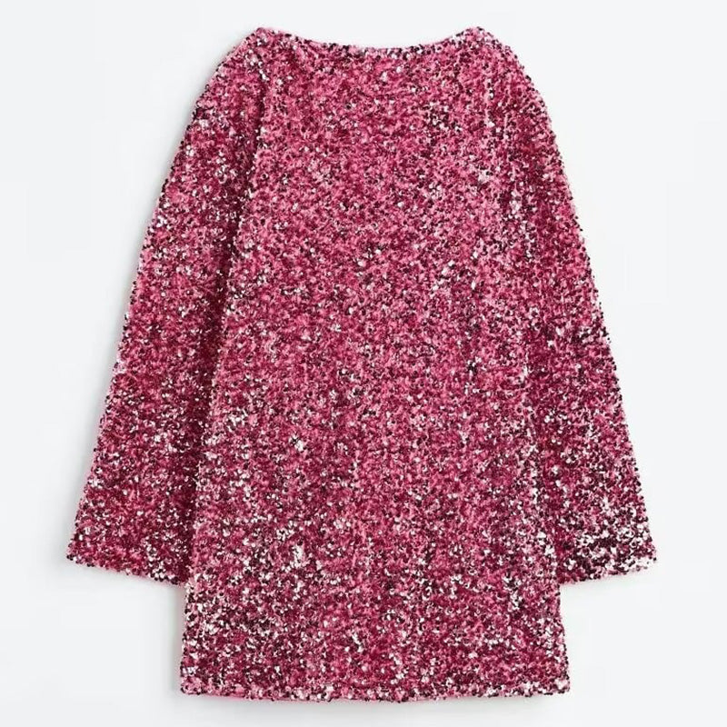 📢📢56 % OFF !!🎅Gift Choice - Long Sleeve Loose Sequined Tie-back Dress