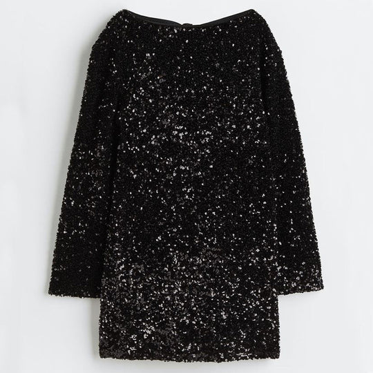📢📢56 % OFF !!🎅Gift Choice - Long Sleeve Loose Sequined Tie-back Dress