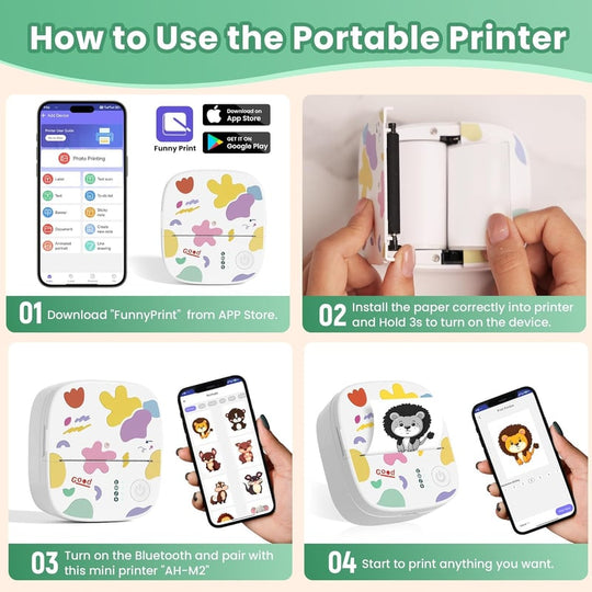 🎁 Christmas Sale 49% OFF !! 🖨️ Mini Portable Sticker Printer✨ Portable Bluetooth Printer for DIY & Gifting🔖