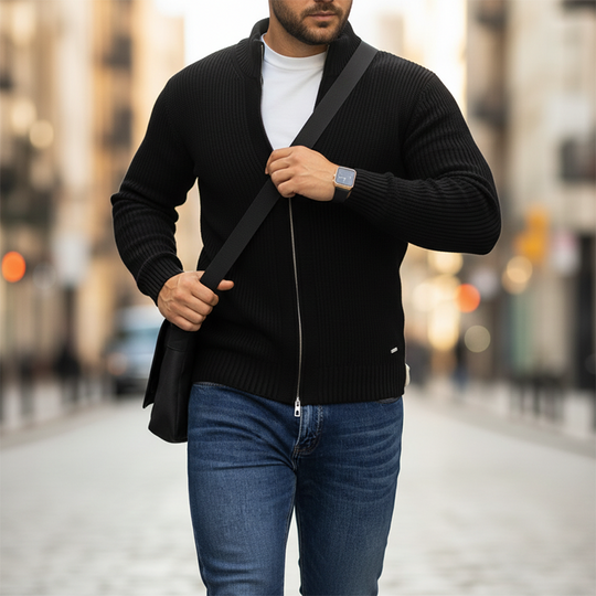 🧶 60% OFF NOW! ⚡ Men‘s Ribbed Zip-Up Sweater – Premium Knit, Tailored Fit & Cozy Comfort 🧥