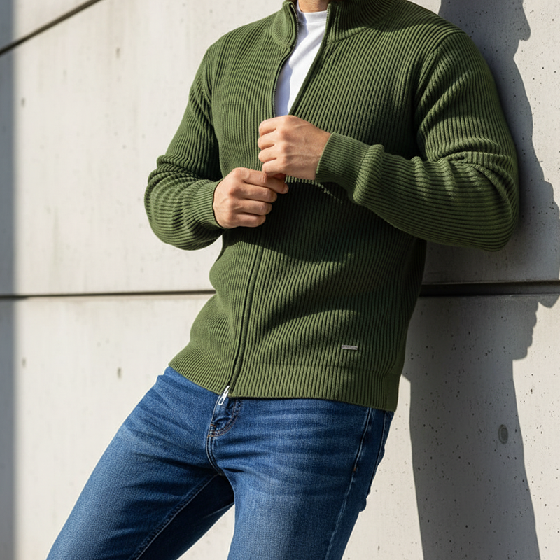 🧶 60% OFF NOW! ⚡ Men‘s Ribbed Zip-Up Sweater – Premium Knit, Tailored Fit & Cozy Comfort 🧥