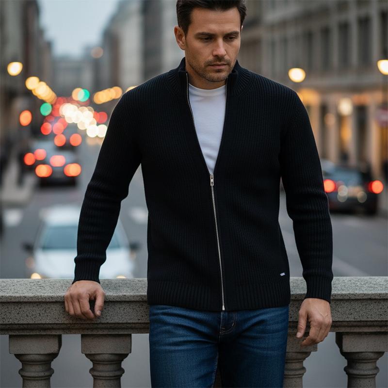 🧶 60% OFF NOW! ⚡ Men‘s Ribbed Zip-Up Sweater – Premium Knit, Tailored Fit & Cozy Comfort 🧥