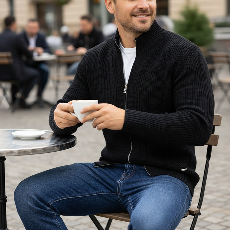 🧶 60% OFF NOW! ⚡ Men‘s Ribbed Zip-Up Sweater – Premium Knit, Tailored Fit & Cozy Comfort 🧥