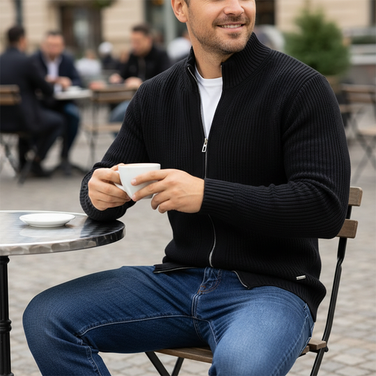 🧶 60% OFF NOW! ⚡ Men‘s Ribbed Zip-Up Sweater – Premium Knit, Tailored Fit & Cozy Comfort 🧥
