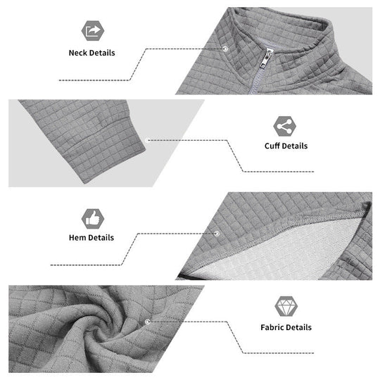 Men's Quarter-Zip Jacquard Pullover Sweatshirt