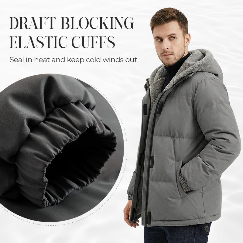 Men’s Cold-Resistant Windproof Thermal-Lined Hooded Coat 