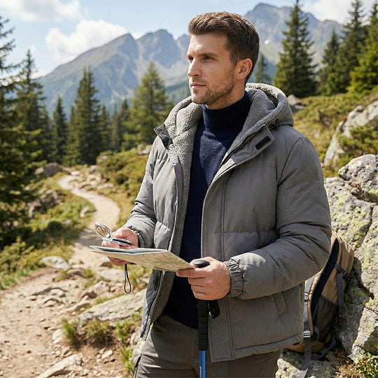 Men’s Cold-Resistant Windproof Thermal-Lined Hooded Coat 