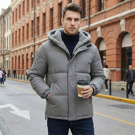 Men’s Cold-Resistant Windproof Thermal-Lined Hooded Coat 