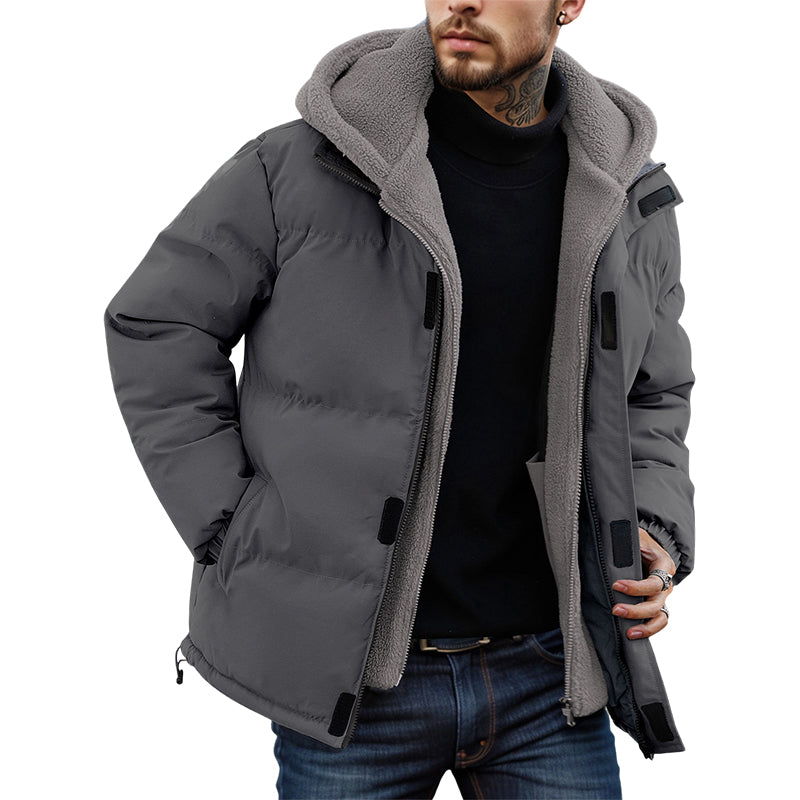 Men’s Cold-Resistant Windproof Thermal-Lined Hooded Coat 
