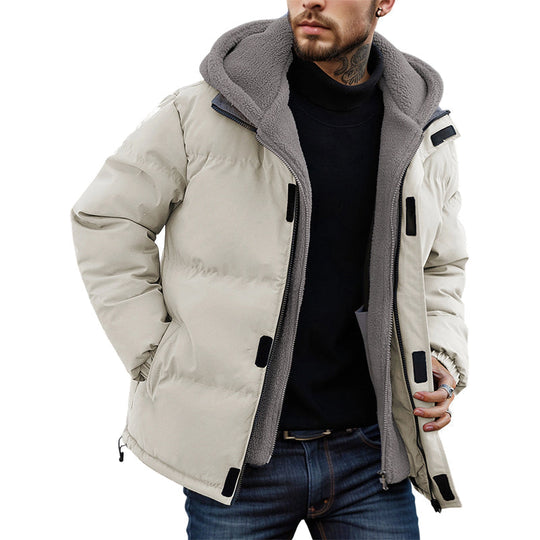 Men’s Cold-Resistant Windproof Thermal-Lined Hooded Coat 