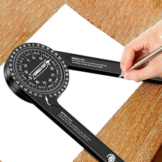 📏50% OFF NOW! Precision Aluminum Protractor‑Miter Saw Angle Finder Gauge, 360 Degree Angle Measuring Tool, Anodized Aluminum Protractor for Woodworking, Carpentry & DIY Cutting Projects