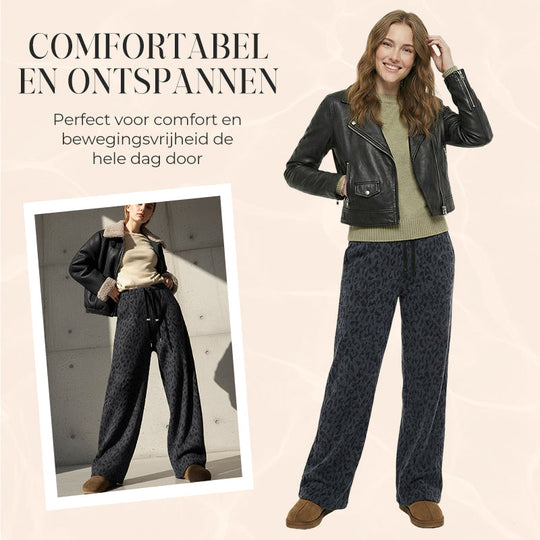 Women's Leopard Print Wide Leg Sweatpants