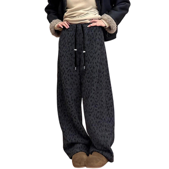 Women's Leopard Print Wide Leg Sweatpants