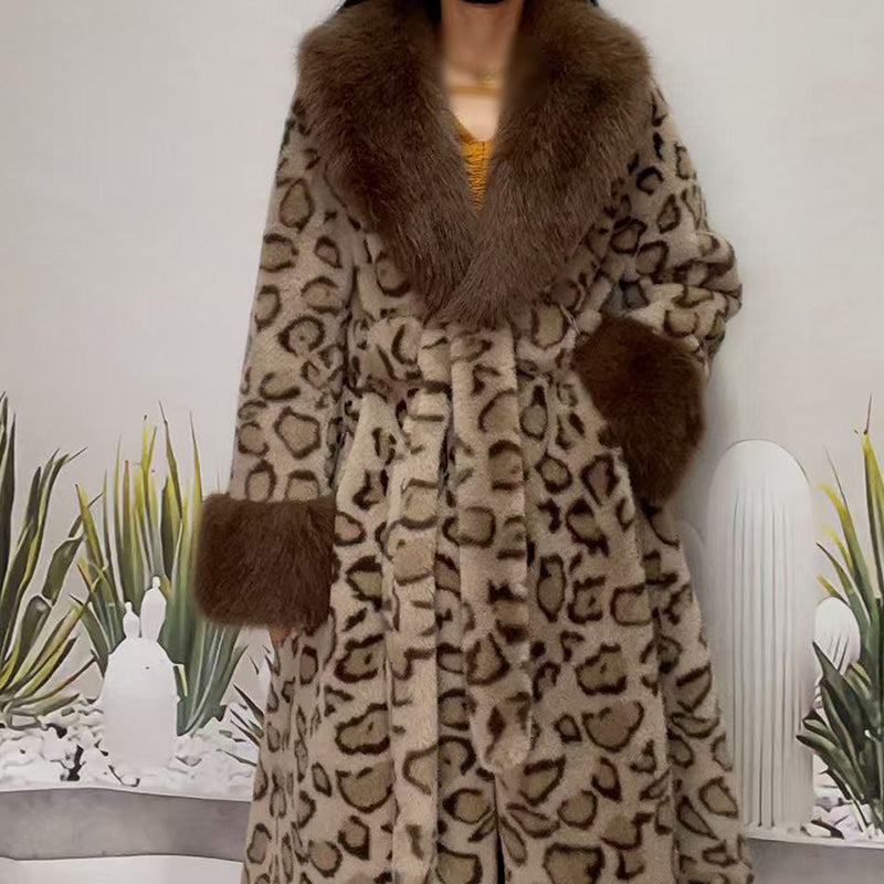 🎁2026 New Arrivals 60% OFF💥Women's Leopard Print Fluffy Faux Fur Coat with Belt🔥🔥
