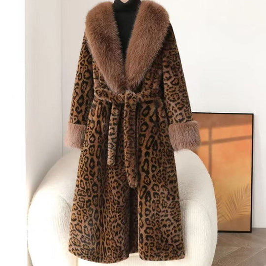 🎁2026 New Arrivals 60% OFF💥Women's Leopard Print Fluffy Faux Fur Coat with Belt🔥🔥