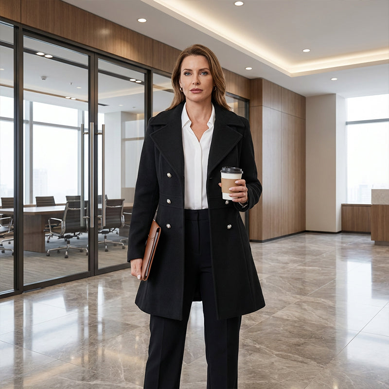 🧥 58% OFF NOW ! ✨ Women's Casual Double-Breasted A-Line Coat – Flattering Fit, Premium Fabric & Versatile Style ⚡