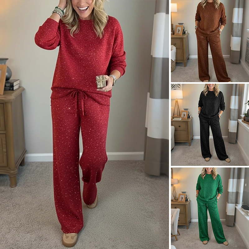 ⭐Women's Glitter Pullover Sweater & Pants 2-Piece Set
