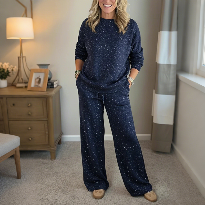 ⭐Women's Glitter Pullover Sweater & Pants 2-Piece Set