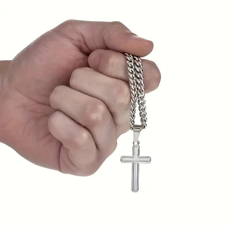 Men's Stainless Steel Cross Pendant Necklace