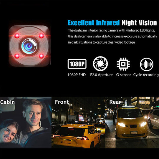 🔥60% OFF! 🚗 HD 1080p Triple-Lens Car DVR with Auto Reverse Camera + Parking Monitor