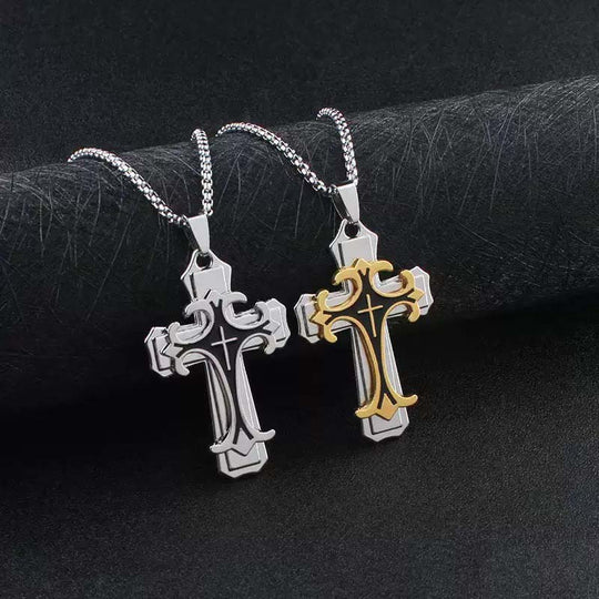 🔥2026 New Arrivals: 50% Off for a Limited Time!🔥Men's Two-Tone Cross Pendant Necklace