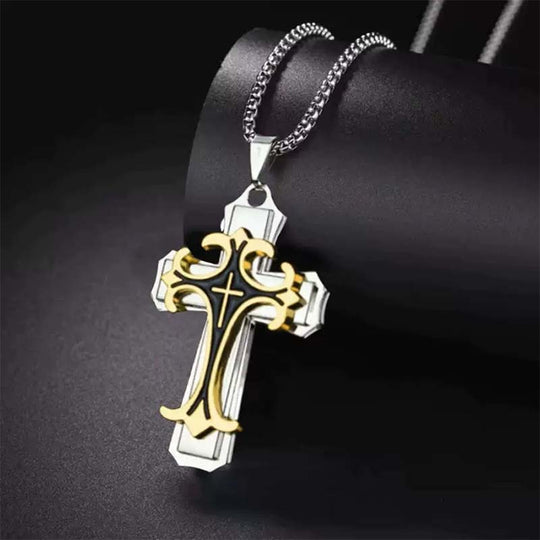🔥2026 New Arrivals: 50% Off for a Limited Time!🔥Men's Two-Tone Cross Pendant Necklace